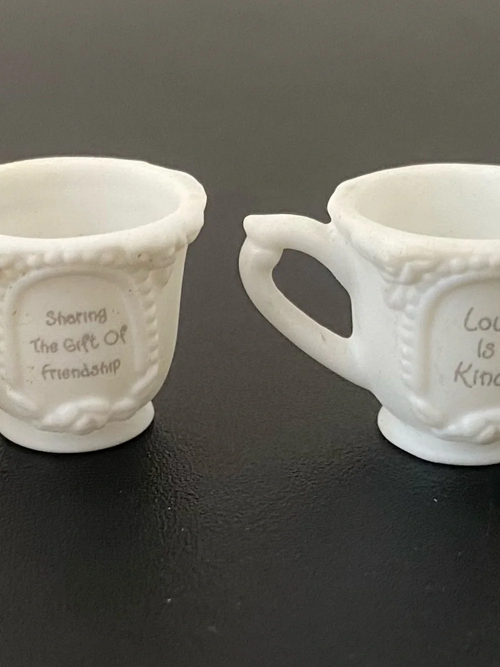 Precious Moments White Porcelain Mini Tea Set with Pink Accents